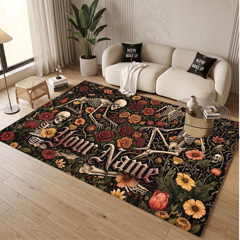 Celebration Theme Soft Crystal Velvet Rug Custom Name & Text Print Non Slip Floor Rug for Bedroom Living Room