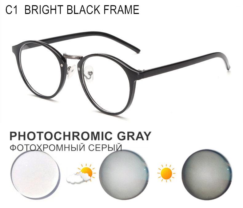 

Очки для коррекции близорукости, по рецепту, для мужчин и женщин, с круглой оправой, фотохромные или блокирующие синий свет линзы, корректирующие очки F632 -500(-5.0)