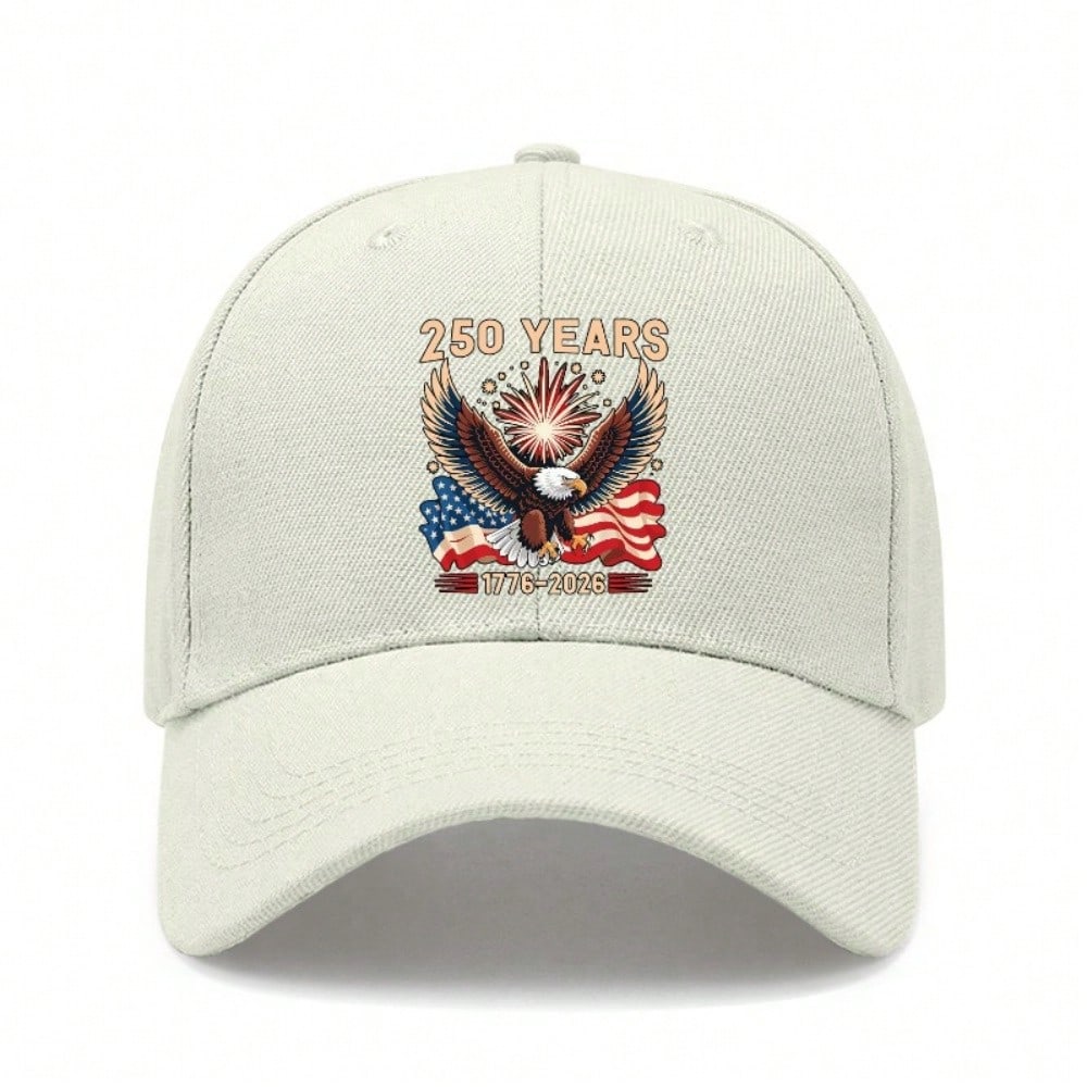 [250 Years Baseball Cap] Unisex Adjustable Polyester Printed Eagle Vintage Style Baseball Hat For Patriotic Holiday & Daily Wear