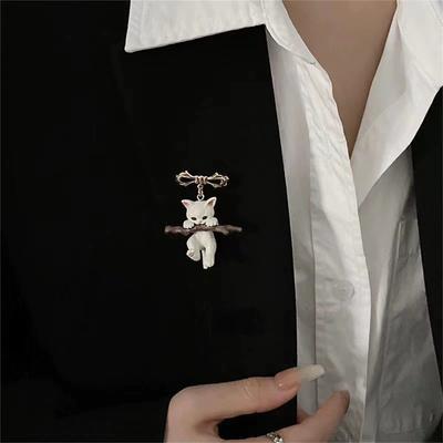 Spilla alla moda e carina, Spilla distintivo gatto tridimensionale, Ciondolo per abbigliamento e borsa