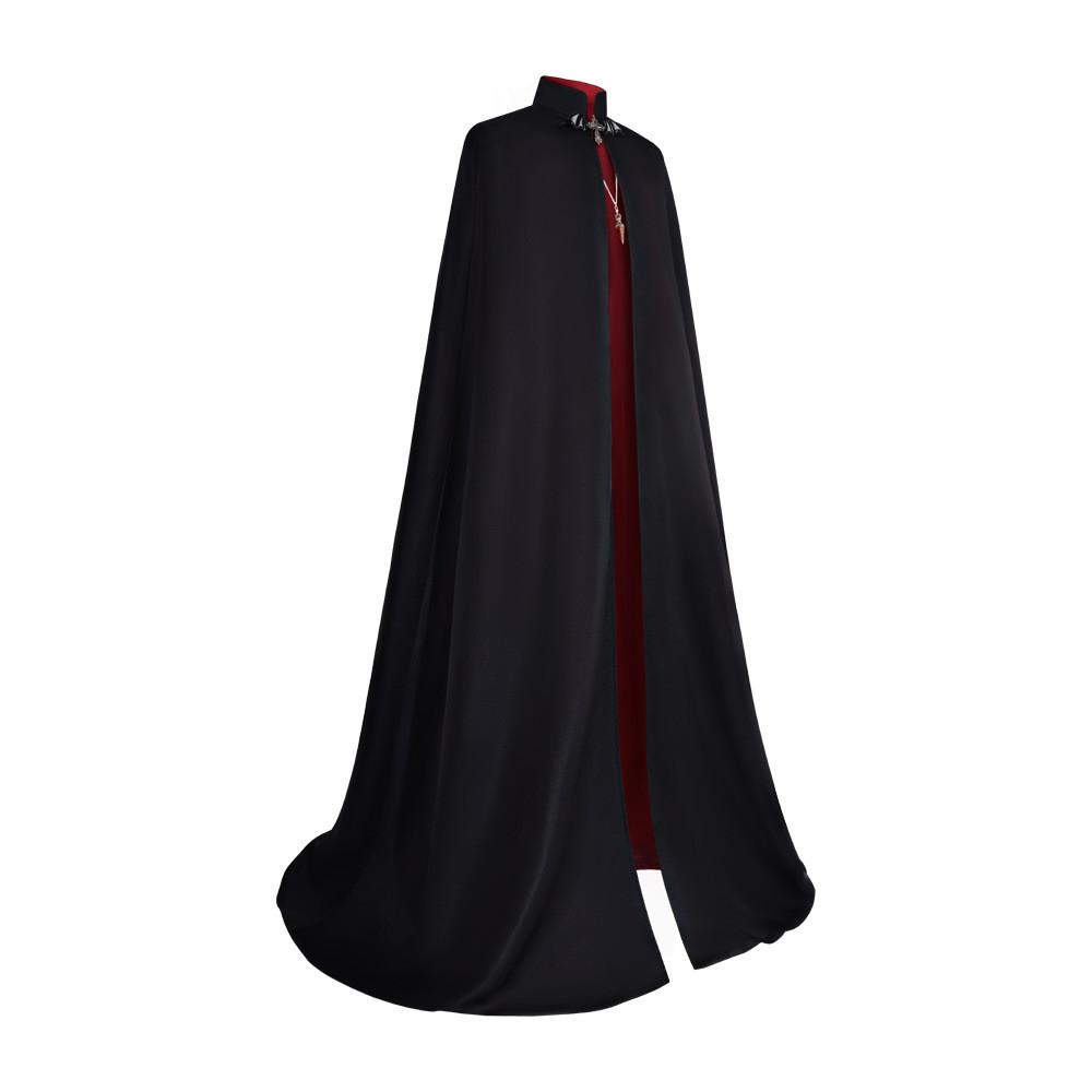 Gotikinis vampyro kostiumas Cosplay, pagamintas iš poliesterio audinio, suaugusiems Helovino renginiams