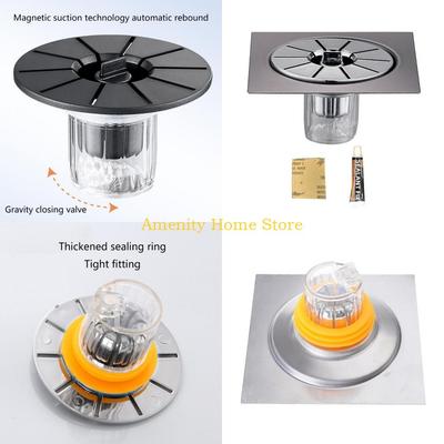 F26C Shower Floor Drain with Oversized Hole and Magnetic Drain Plug for 32-43mm Hole Anti-Odor for Shower Bathroom Kitchen