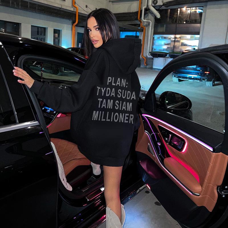 Autumn Oversized Drop Shoulder Hoodie with Letter Print (XS-5XL)