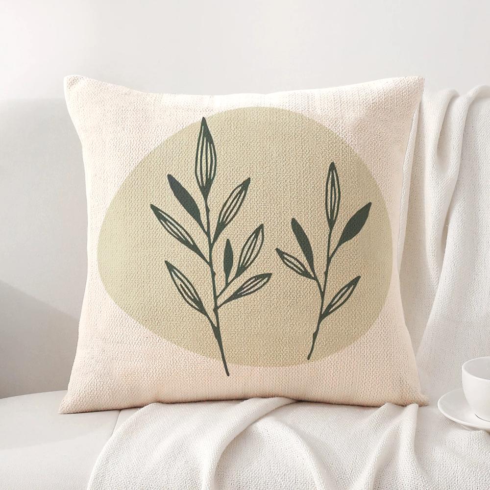 Minimalist Plants Cushion Cover Natural Linen Organic Fabric DoubleSided Printing Sofa Home Decor Gift Pillow Cover