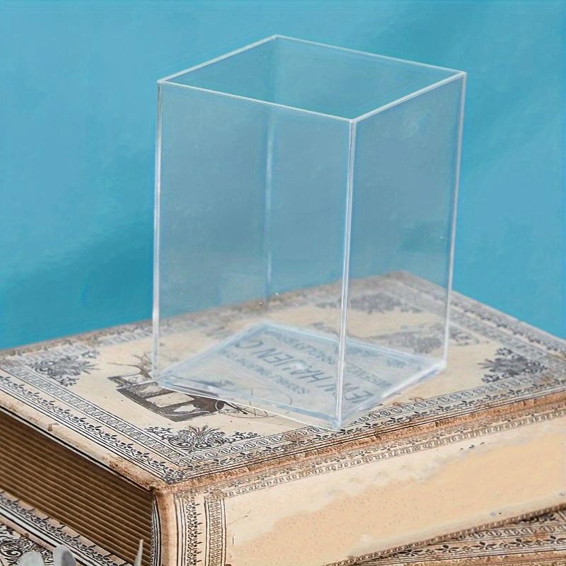 1pc Clear Acrylic Square Pen Holder, Cosmetic Brush Organizer, Desktop Stationery Storage for Students and Office