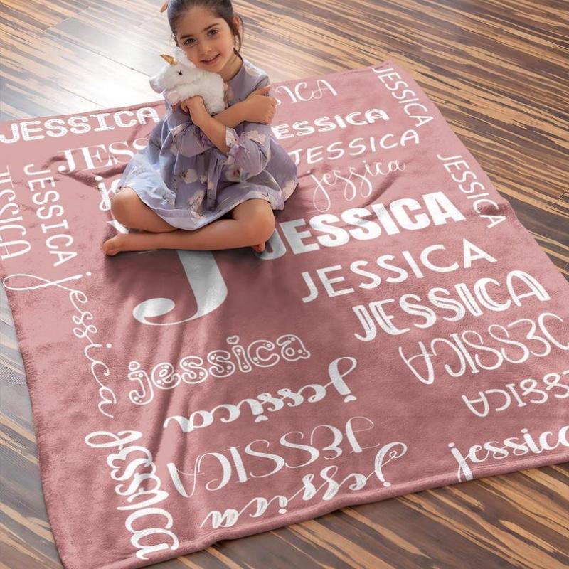 Custom Name Blanket Soft Baby Blanket Skin-Friendly Personalized Gift Blanket Camping Nap Leisure Home Decor Birthday Present