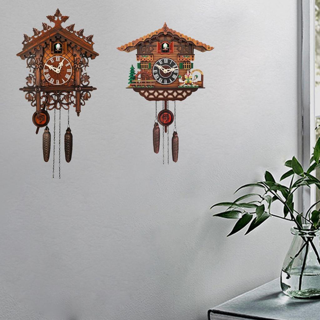 Cuckoo Clock Battery Powered Wall Clocks Handcrafted Decoration Windchime