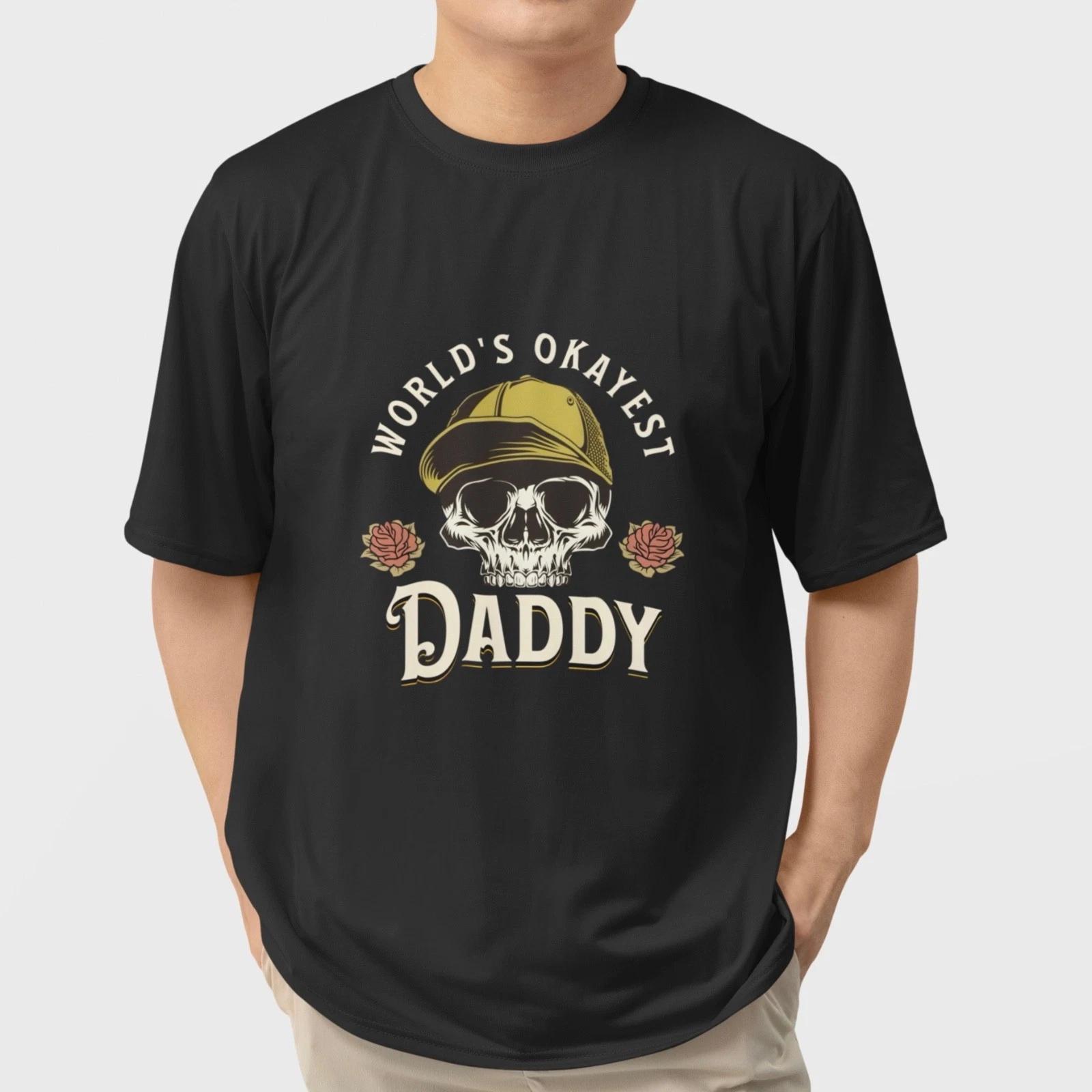 Worlds Okayest Daddy Skull T Shirt Funny Dad Gift Father Day Vintage Graphic Tee XL