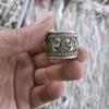 Exquisite Old Chinese Tibet Silver Handcarved Character Ring Statue