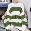 Navava Men Color Block Striped Mink Long Sleeve Knit Sweater Nk2681