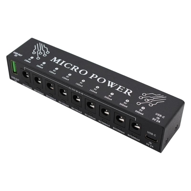 9 Output Adjustable Voltages Multiple Effect Pedal Power Supply Compact Light Weight for Guitar Studio Equipment