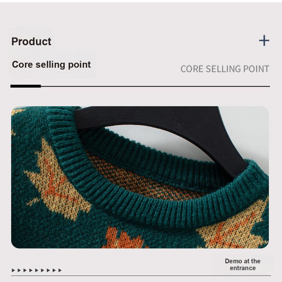 Autumn Leaf Pattern Knit Sweater for Women