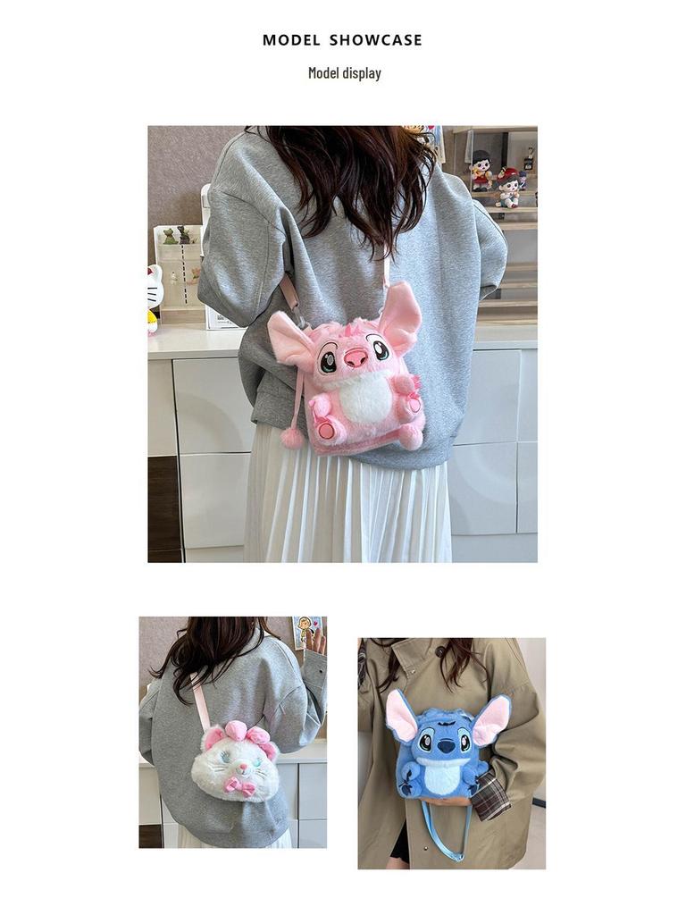 Cartoon Q Stitch & Lotso Plush Backpack - Cute Doll Claw Machine Bag