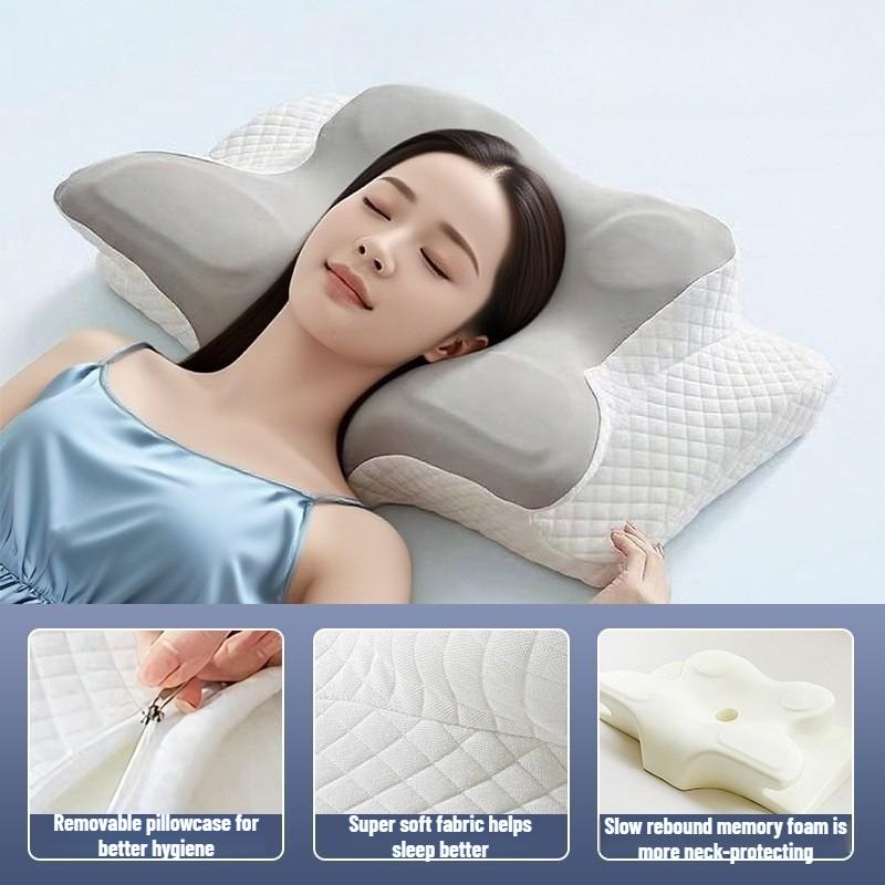 Memory-Schaumstoffkissen Schmetterlingsform Nackenkissen Hohe Dichte Memory-Schaumstoff Atmungsaktiver Bezug Ergonomisches Konturdesign