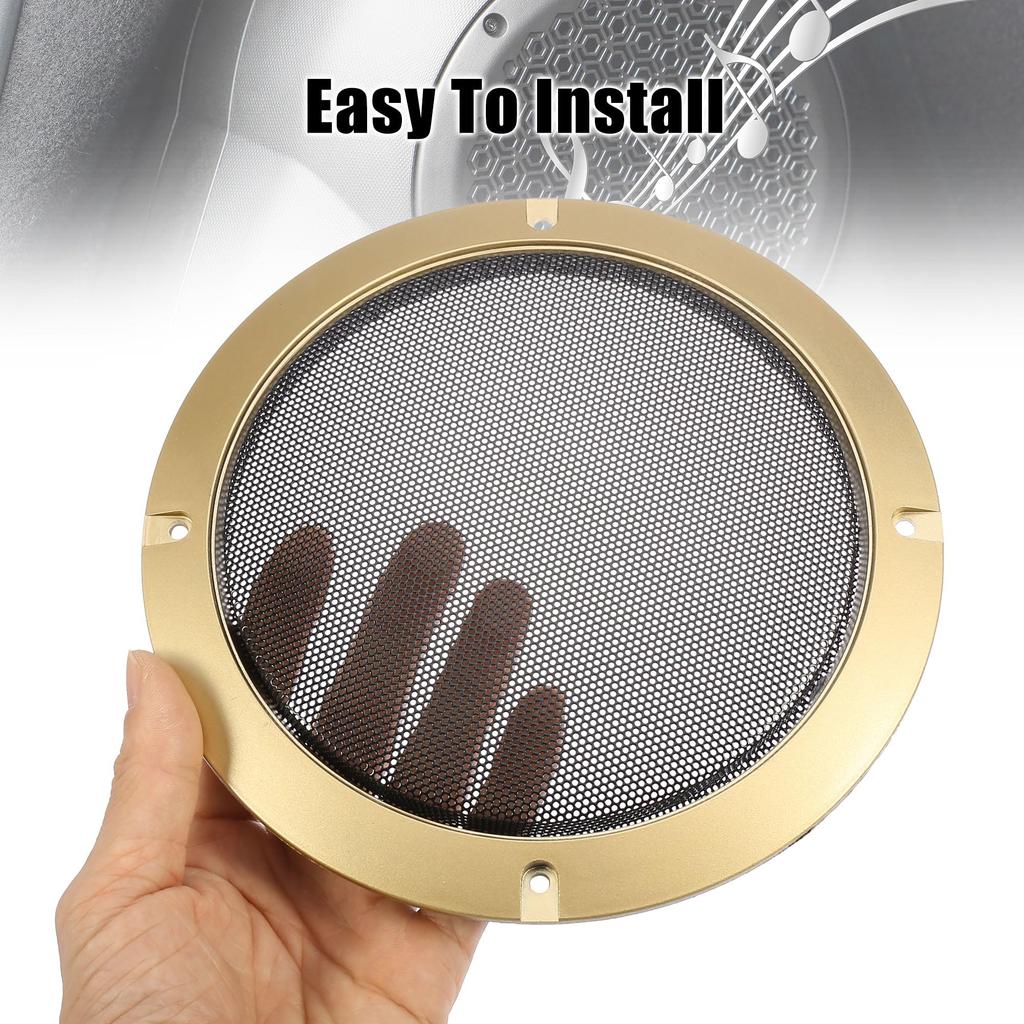 X AUTOHAUX Speaker Grille Audio Speaker Cover Mesh Subwoofer Grille Glossy Horn Protector 16.5cm Gold Tone