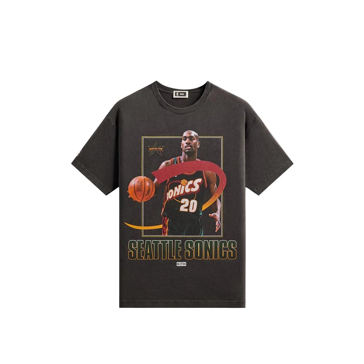 Kith For NBA All-Star Seattle Supersonics Gary Payton Vintage Tee Black Men Tops KHM034975-001 L 17470₽