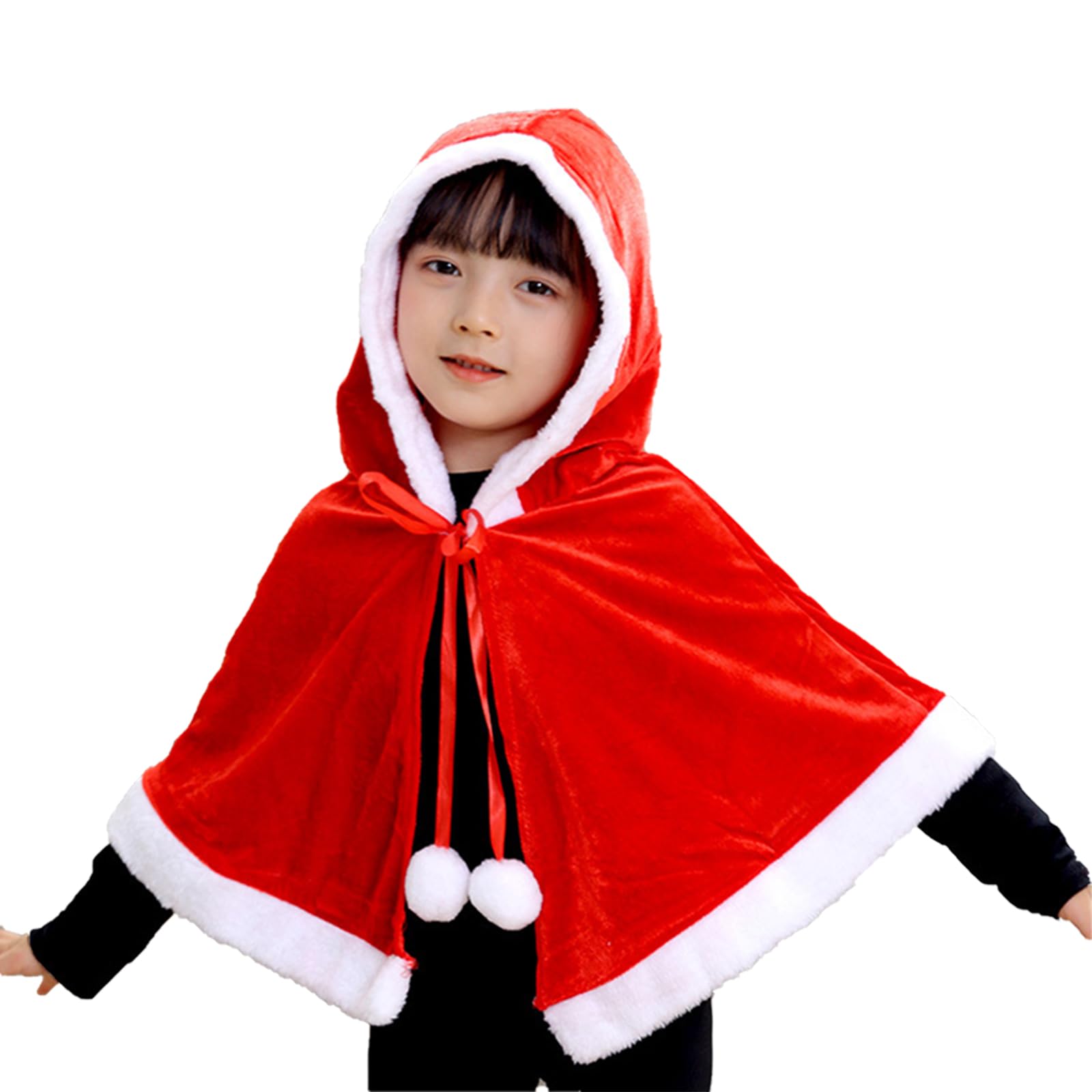 KEKVE Christmas Cape (Hooded Style) Christmas Costume, Christmas Cosplay, Women s Santa Claus Poncho Cape, Santa Outfit, Christmas Eve Costume