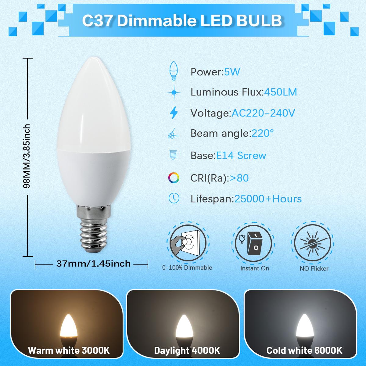

8PCS LED 0-100% Dimmable Bulb Light E14 E27 GU10 Dimming 3 Colors 3000K 4000K 6000K Flicker Free Lighting Bayonet Lights Lamp AC220-240V&Yes&Cold white 6000K