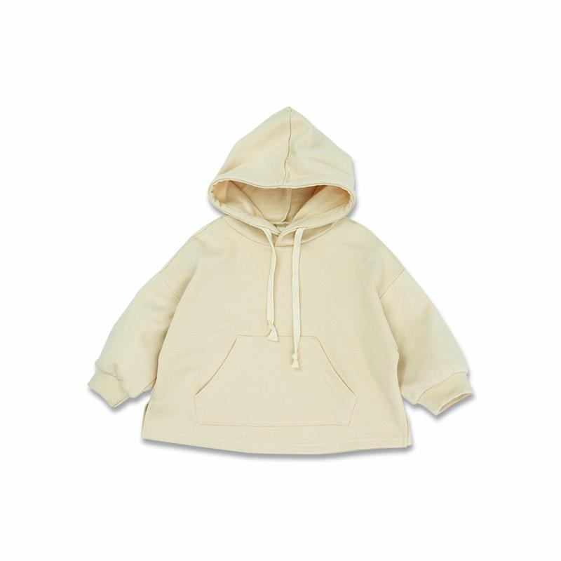 Children's Solid Color Kangaroo Pocket Hooded Sweatshirt - Autumn 2024