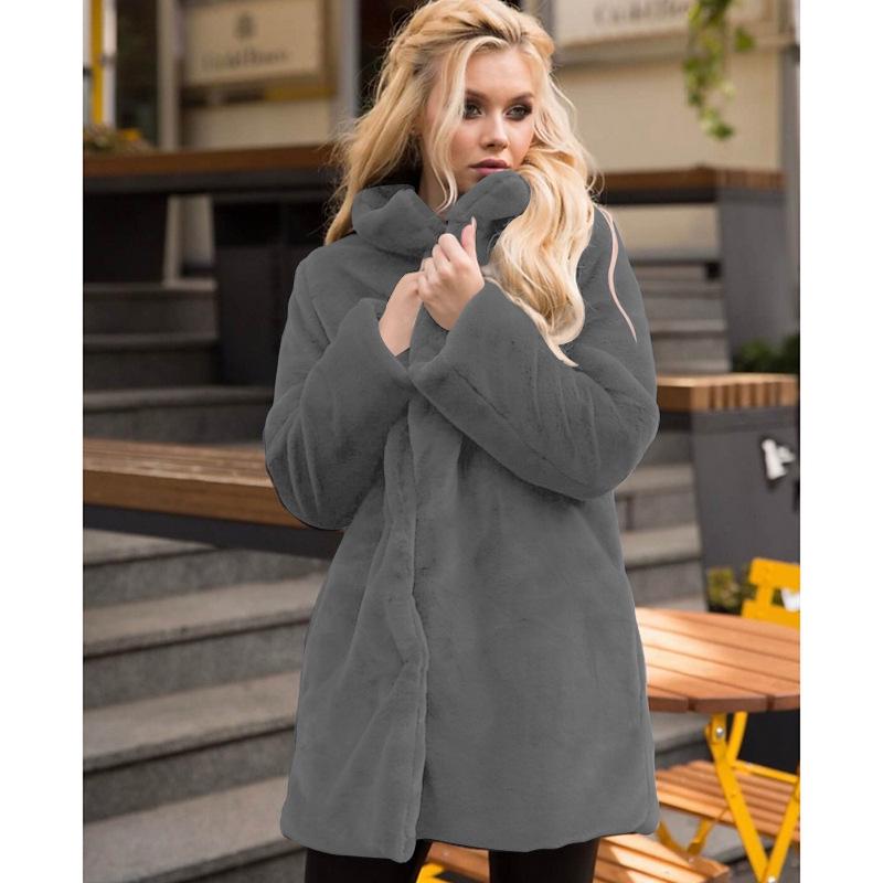 Women's Mid-Length Loose Rabbit Fur Coat - European & American Style