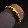 Men's Adjustable Braided Hip Hop Bracelet with Retro Copper Crown, Pineapple Beads, and Vacuum-Plated Titanium Steel.