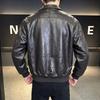 American retro high street old washed PU leather jacket men's autumn and winter new trendy brand fashion casual coat