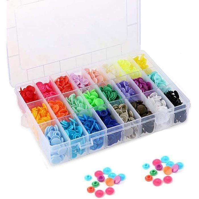 360 Boutons Pression Plastiques en Résine T5 en 24 Couleurs pour Bricolage