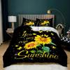 Sunflower Cow Bedding Set Kids Yellow Floral Cattle Duvet Cover King/Queen Size for Girls Teens,Western Bull Decor Quilt Cover