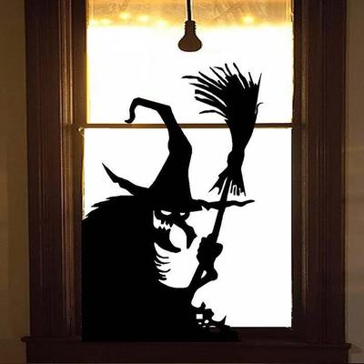 New Halloween Scary Witch Ghost Horror Door Window Decoration Sticker Party Supplies Window Decoration Static PVC Wall Stickers