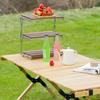 3 Tier Wood Shelving Strong Load Bearing Fine Polishing Metal Beech Wood Folding 3 Tier Shelves for Camping Chrome