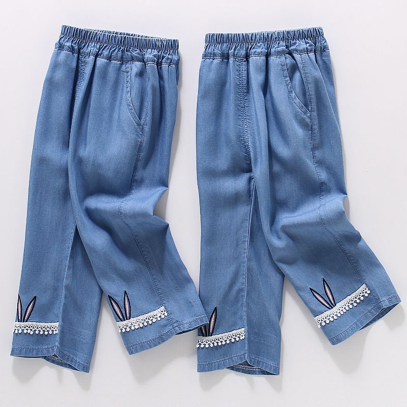 Girls' Mosquito Repellent Pants Summer Thin Style Children's Breathable Jeans Casual Pants Baby Girl Wide Leg Pants
