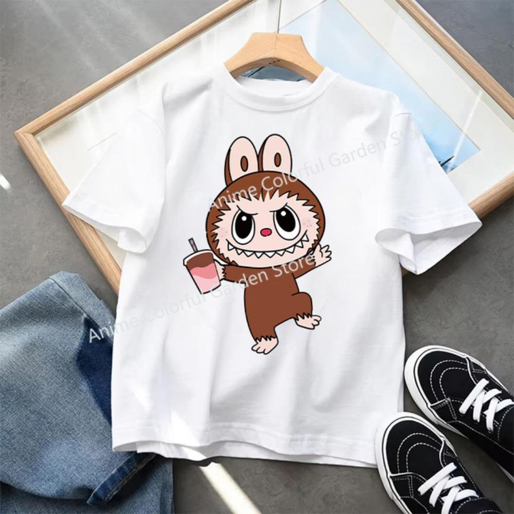 Kids 2-13Y+ T-shirts Children Cartoon Cute Short Sleeved Shirt Boys Girls Summer Travel Fashion Clothing Cotton White Kids Clothes