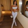 D25St573 Cross-Border European and American Women's Clothing Polka Dot Print Halter Neck Tank Top Backless Top and Tight Pants Two-Piece Set