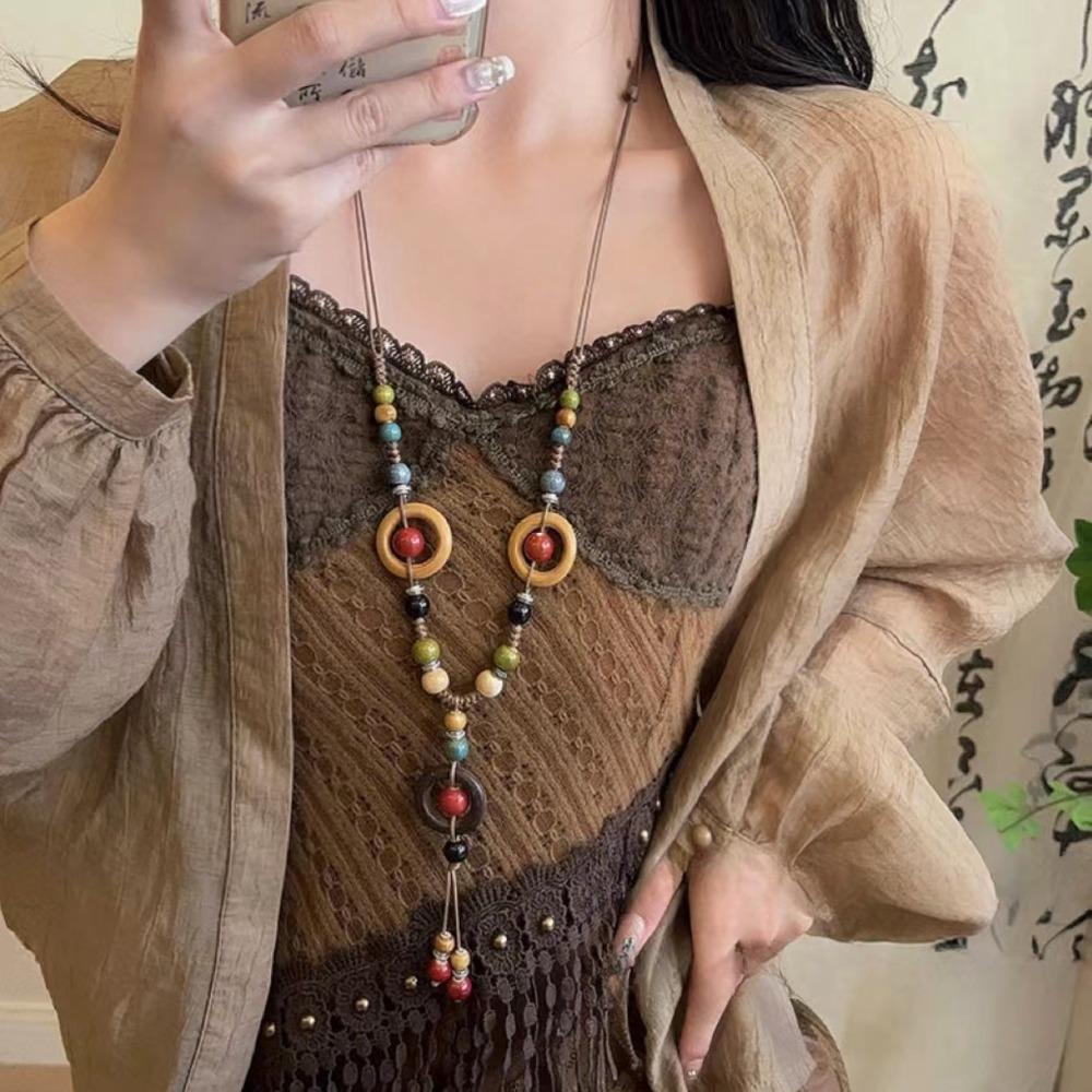 Handmade Ethnic Style Necklace Vintage Long Sweater Chain Retro Jewelry  Women