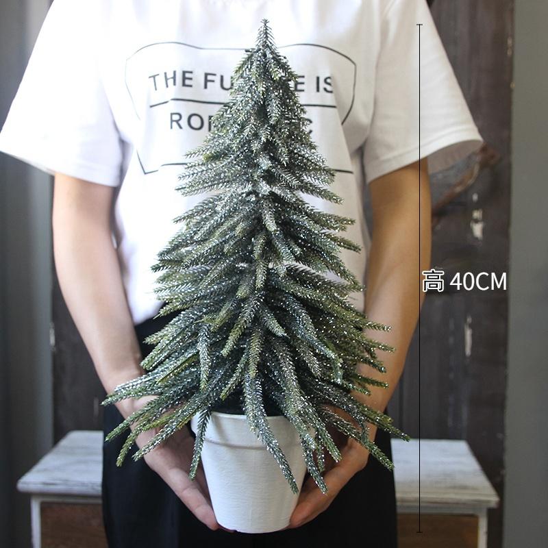 Creative White Basin Small Christmas Tree Simulation Tree Diy Home Small Potted Christmas Gift Desktop Mini Ornament Decoration