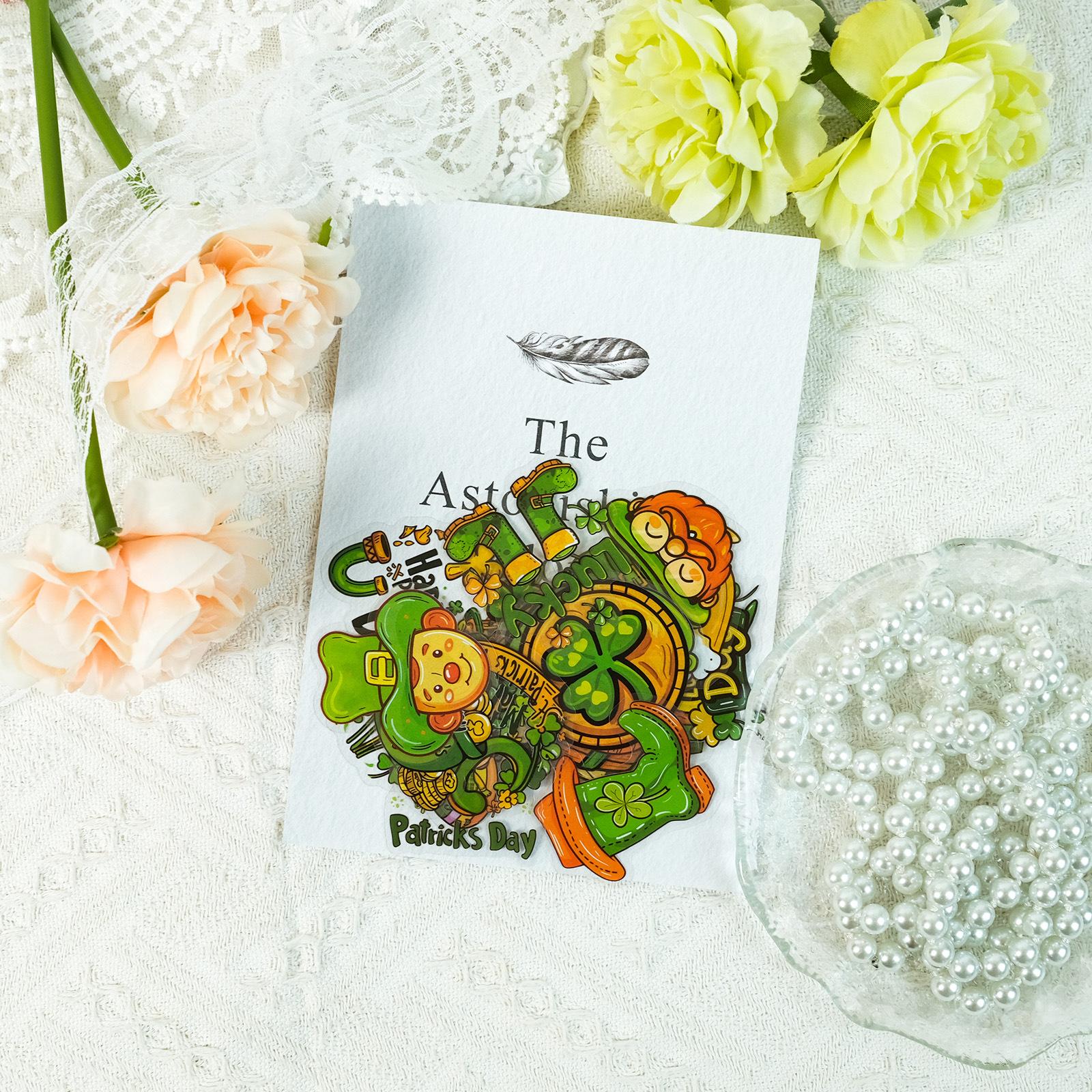 

50 Ins Green Series Non-Repeating Transparent Decorative Stickers Diy Glass Creative Hand Account