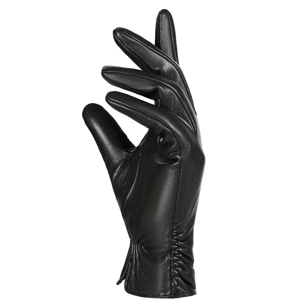 PU Leather Women's Gloves Fleece Lined Winter Warm Gloves Five Finger Gloves Driving Activity