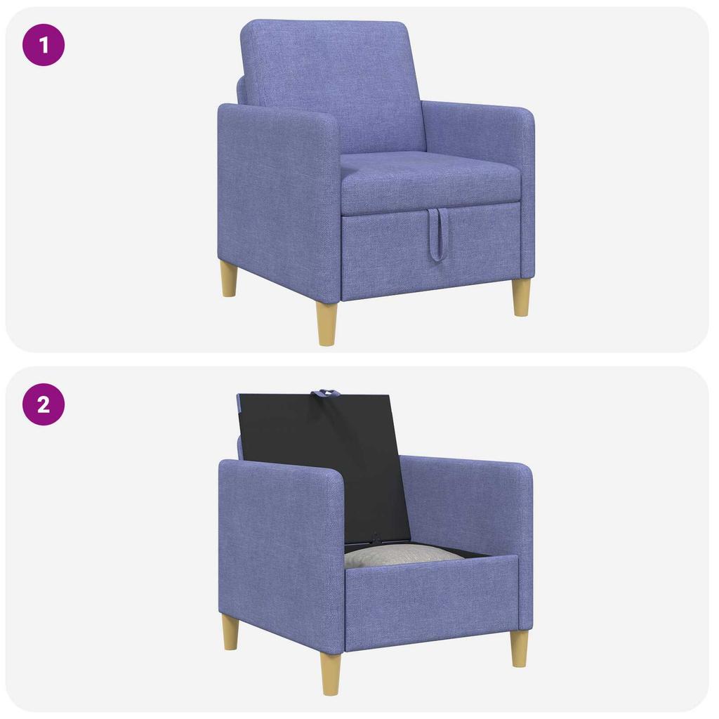 Storage Sofa In Jeans Blue 72 X 78 X 87 Cm Polyester