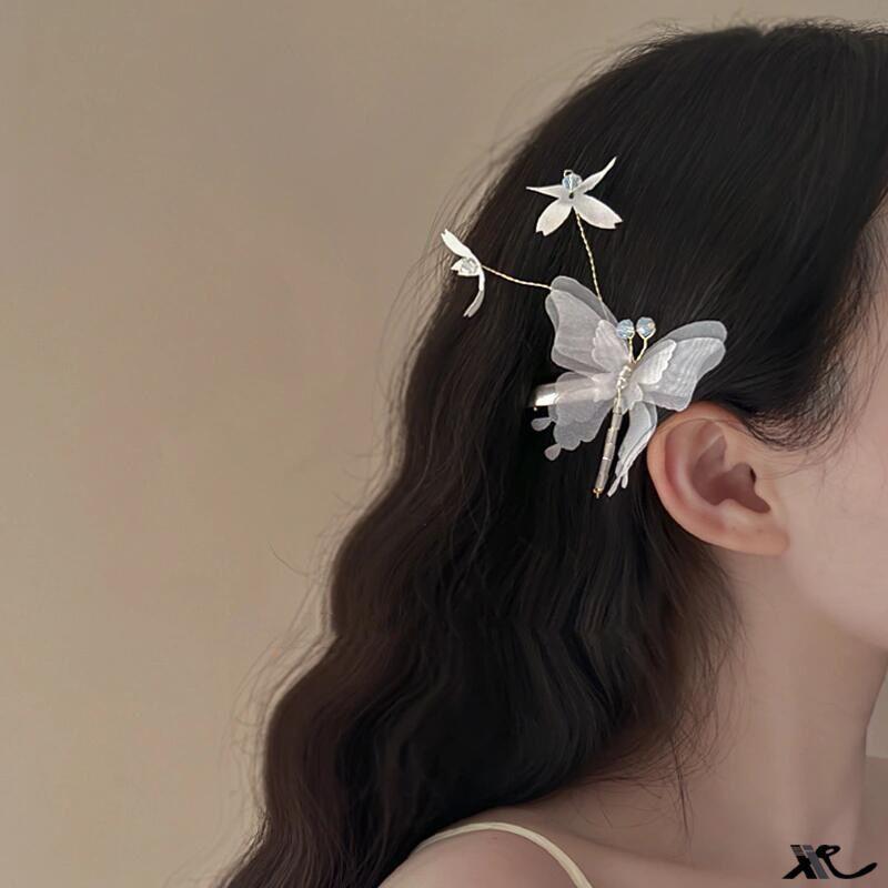 Forest Style Fairy Chiffon Butterfly Hair Clip Three Dimensional Dynamic Hair Accessory