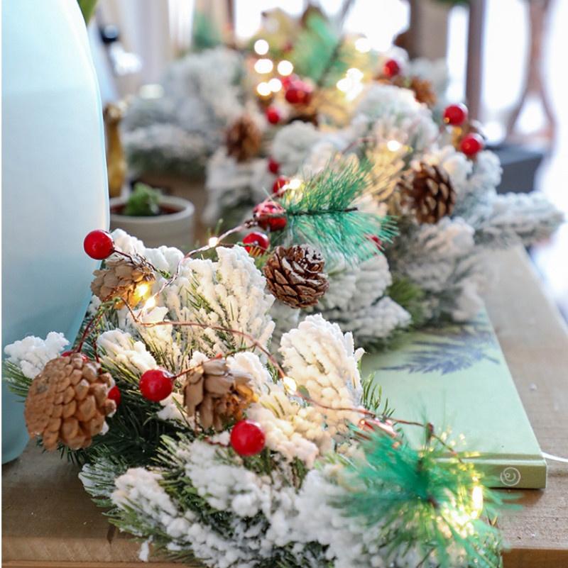2m 20led Christmas Lights LED Light String Pine Needle Pinecone Copper Wire Light Christmas Bell Dec