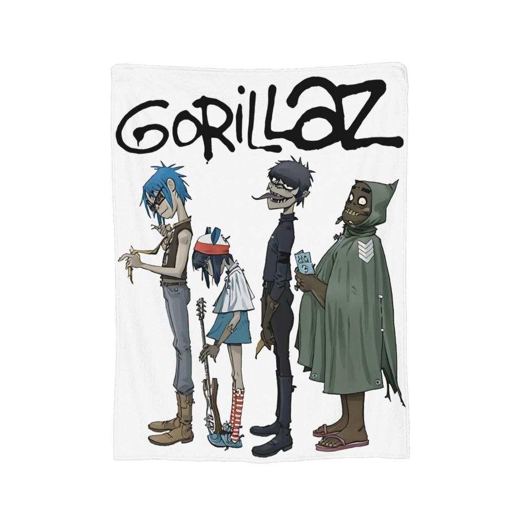 Gorillazs Rock Music Knitted Blanket Flannel Lightweight Throw Blanket for Outdoor Travel Bedroom Quilt