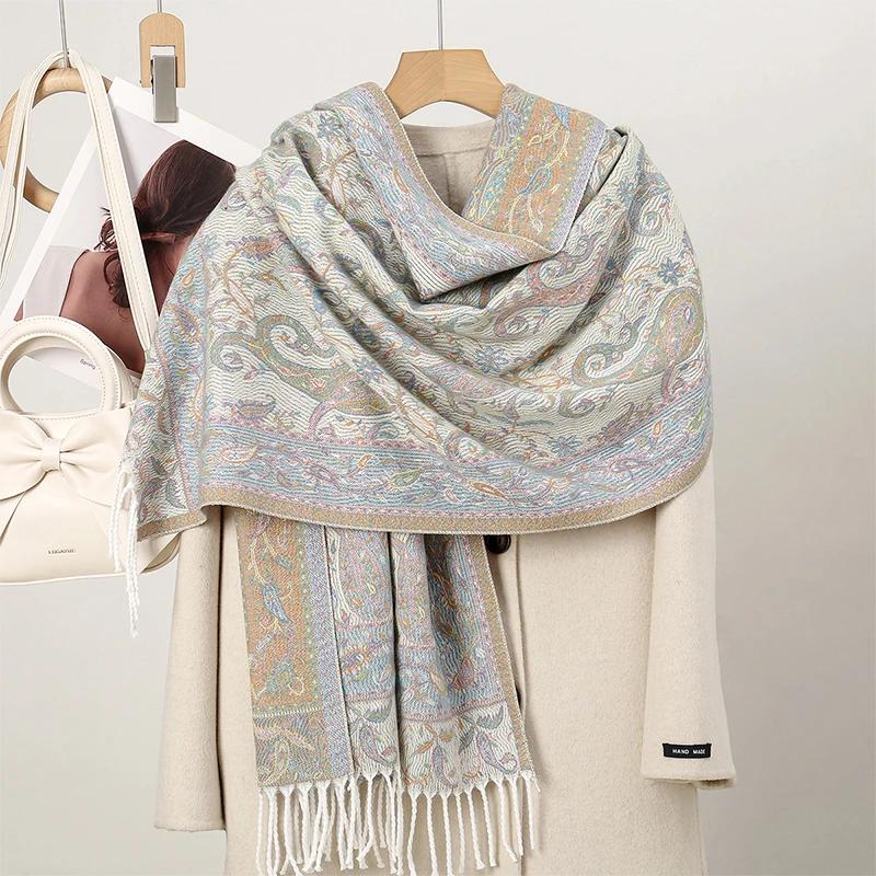New Shawl Warm Winter Scarf Hijab Women Print Paisley Cashmere Pashmina Thick Wrap Head Neck Foulard Luxury  Blanket Echarpe
