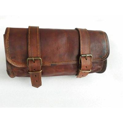 Universal couro de cabra marrom motocicleta lateral alforjes armazenamento garfo ferramenta bolsa