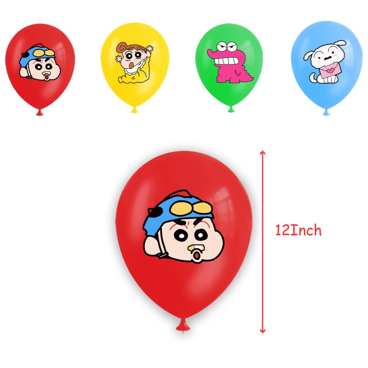 Crayon Shin-chan Theme Birthday Party Decorations: Banner, Balloons, Cake Topper, and Party Supplies Set Latex balloons 10 pack