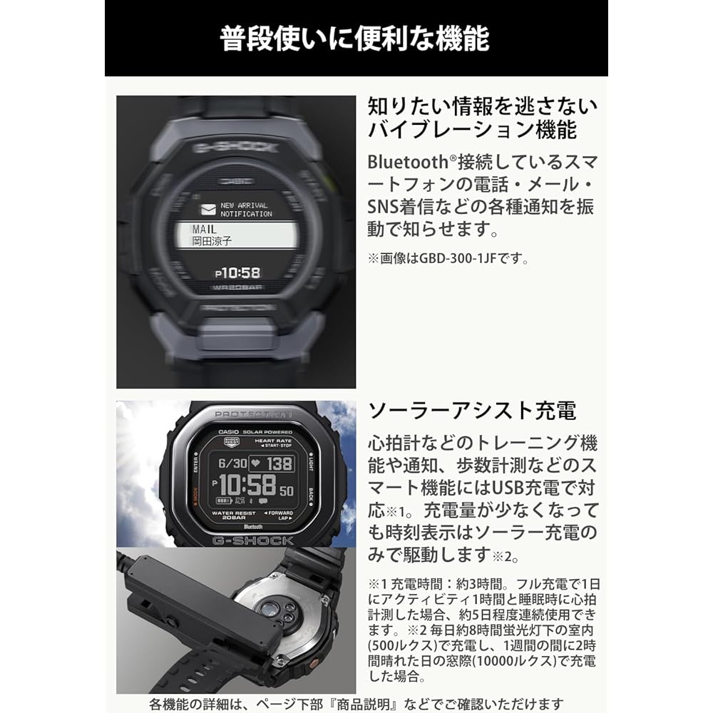 Casio G-Squad DW-H5600-1A2JR Men's Bluetooth Heart Rate Monitor Watch Black Blue