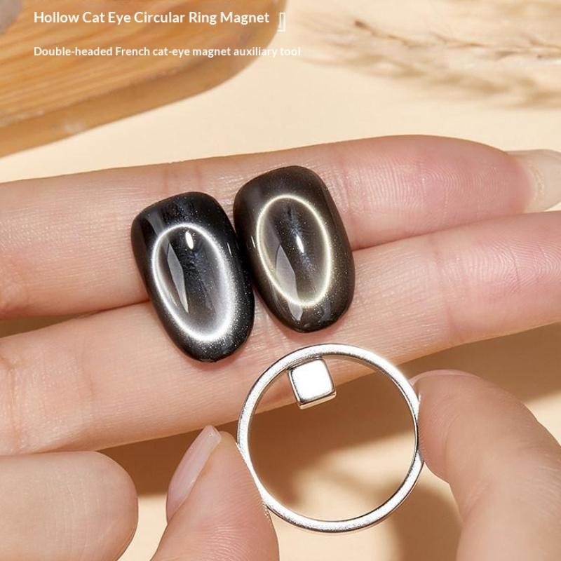 1/2Pcs Circular Cat Eye Nail Magnet Hollow Cat Eye Magnet Gel Nail Polish Ring Nail Art Magnet Set Diy Manicure Magnetic Tool