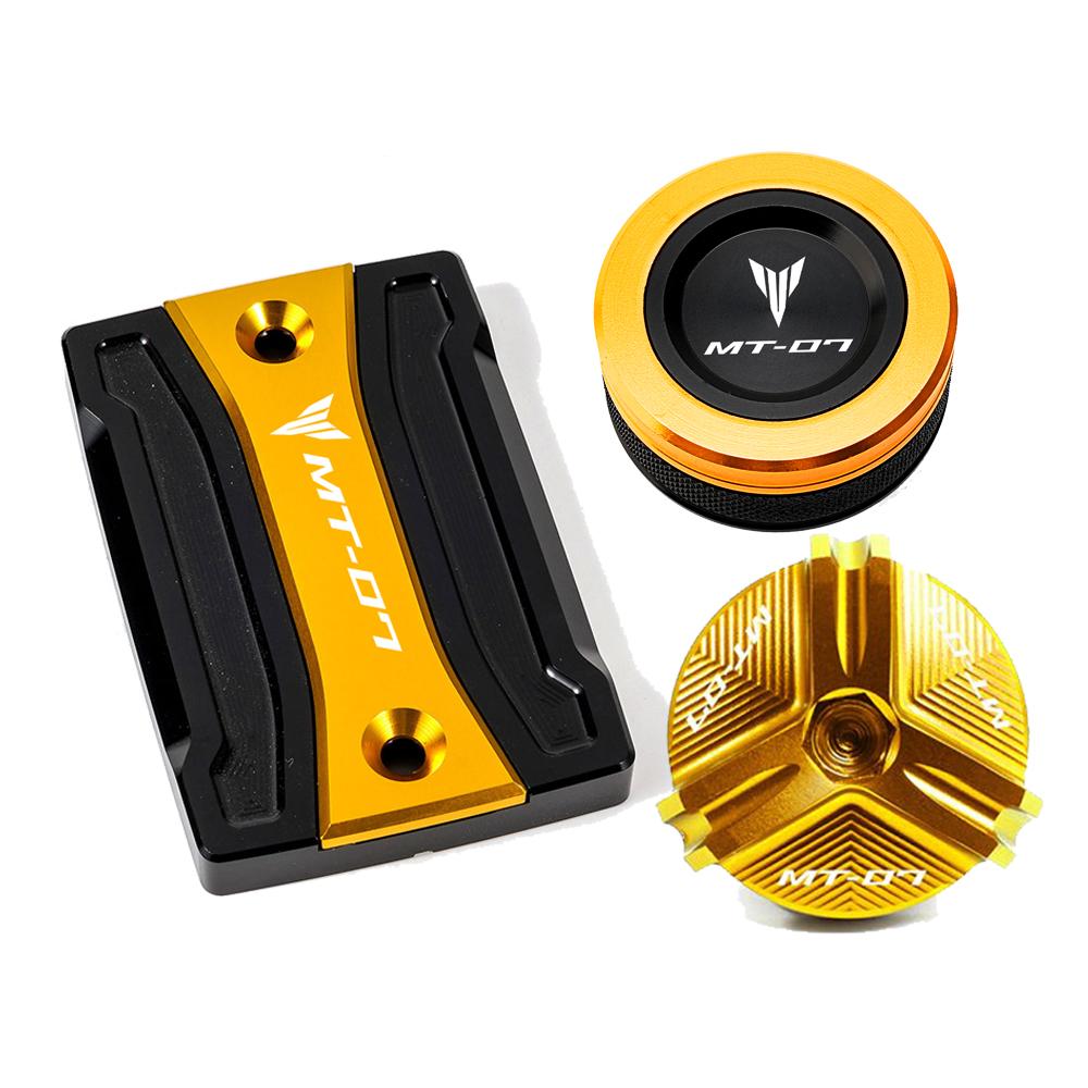For Yamaha MT07 TRACER MT-07 2014-2022 Motorcycle Cylinder Cover Front Rear Brake Fluid Reservoir Cap Oil Filler