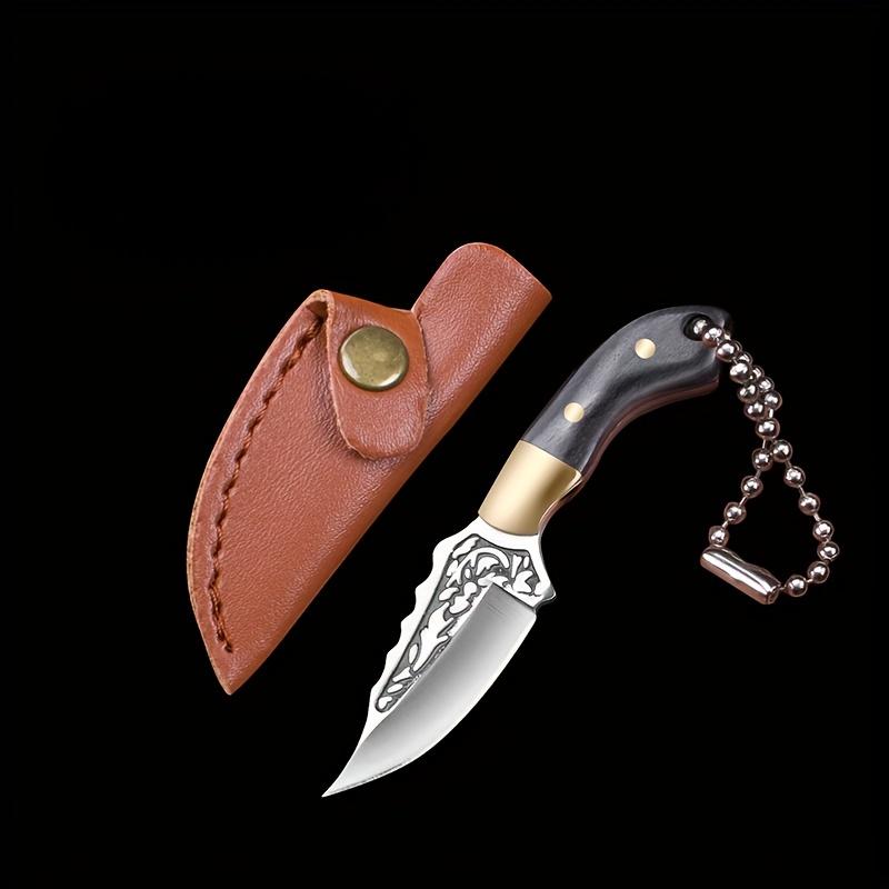 Wooden Handle Small Straight Knife Outdoor Camping Sharp Fruit Knife Hand Meat Knife Unwrap Mini Pendant Gift Knife