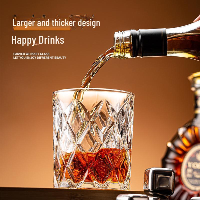 Green Apple Retro Crystal Glass Set – Wine, Whiskey, Beer, Liquor Glasses for Home Bar