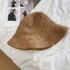 New Straw Bucket Hat Women's Summer Sunscreen Sunshade Big Edge Versatile Folding Sun Hat Fashionable Washbasin Hat